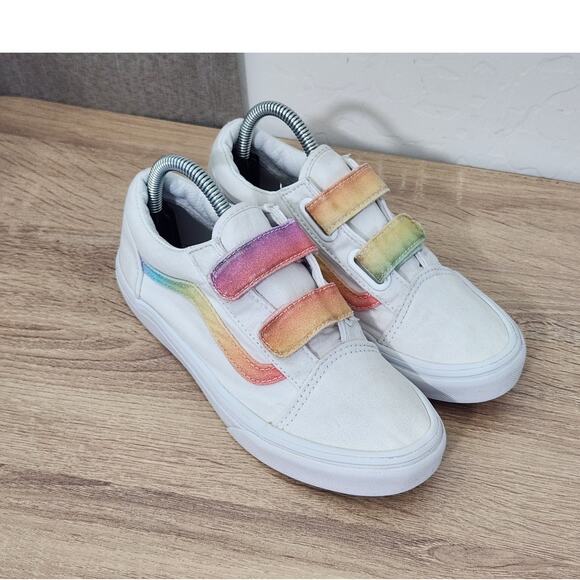 Vans Other - VANS Kids Size 3 Shoes White Rainbow Casual School Play Sneakers Youth Skate